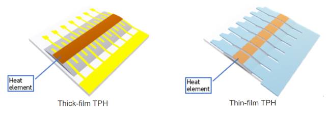 Thick film thermal print head and thin film thermal print head